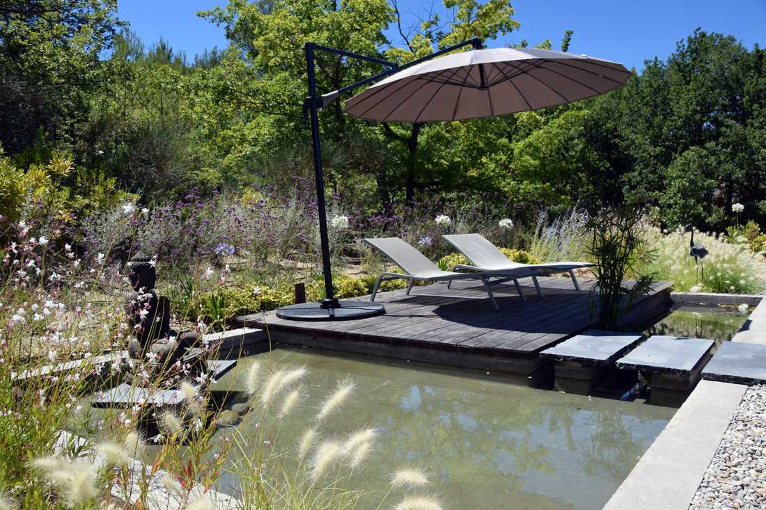 Bassin zen conçu par un jardinier-paysagiste en Touraine