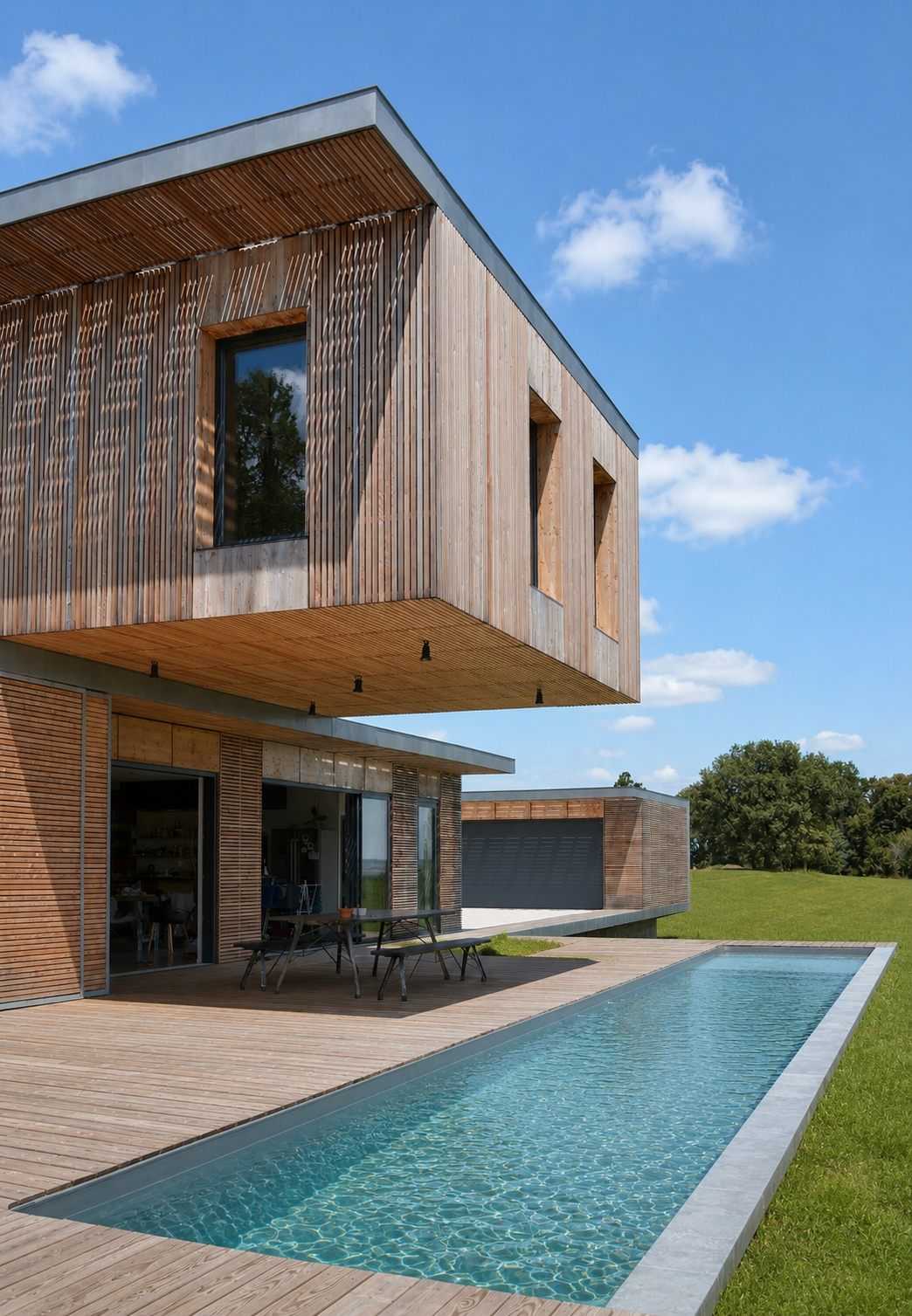 Contemporary wood and concrete house by an architect in the Loire valley