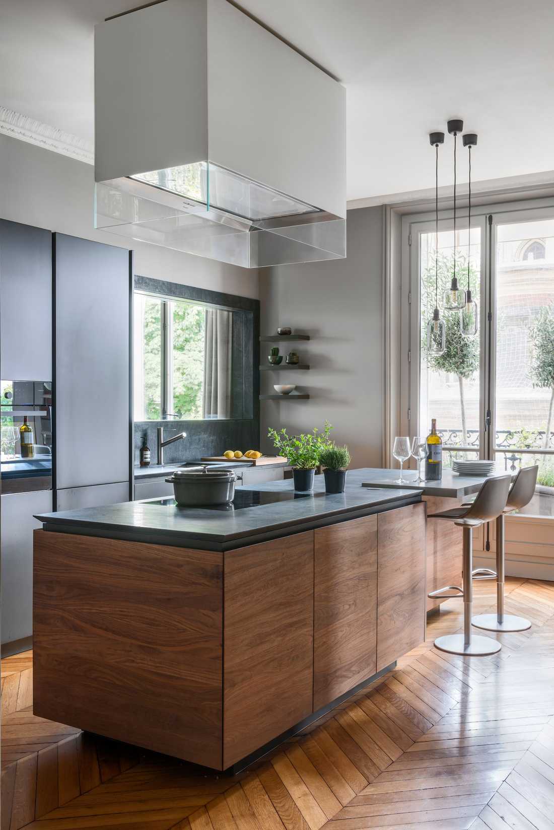 Cuisine américaine aménagée par un architecte d'intérieur en Touraine