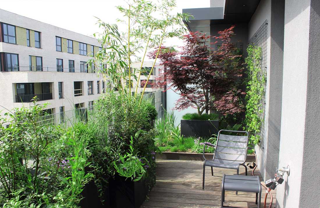 Aménagement paysager de la terrasse d'un penthouse à Tours