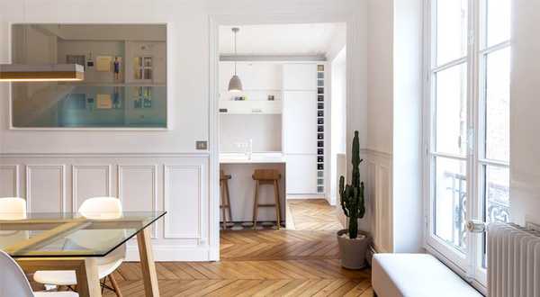 Avant - aprés d'une réalisation d'un architecte d'intérieur à Tours dans un appartement haussmannien