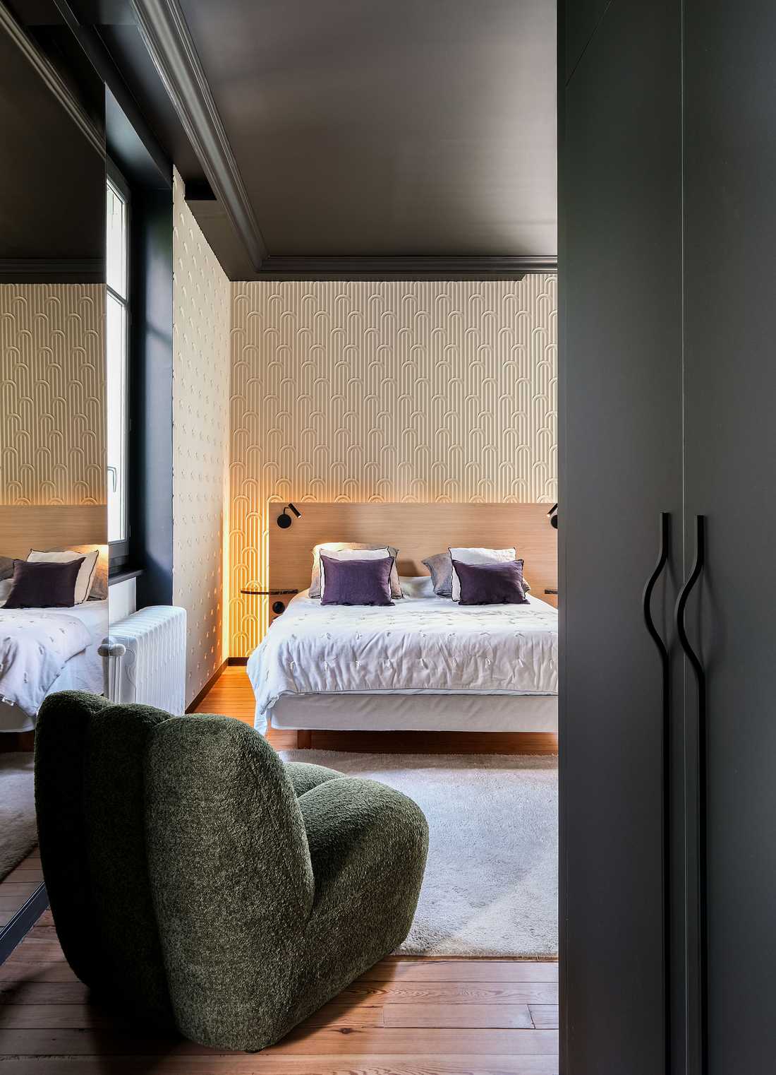 Chambre d'hôtel aménagée par un architecte d'intérieur en Touraine