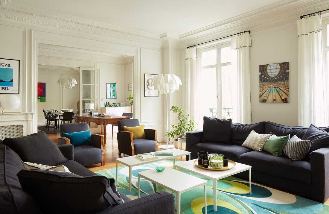 Rénovation du salon d'un appartement haussmannien à Tours