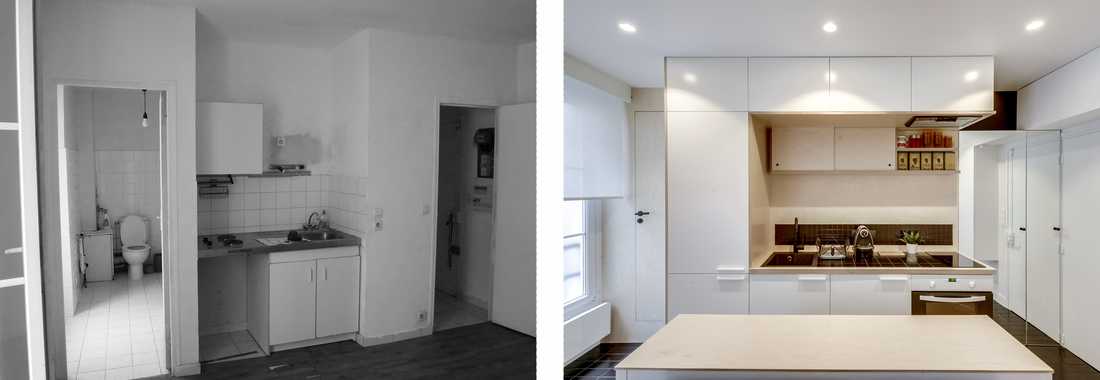 Rénovation d'un appartement 2 pièces vetuste par un architecte d'interieur à Tours