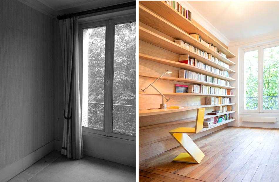 Aménagement d'une bibliothéque par un architecte d'intérieur